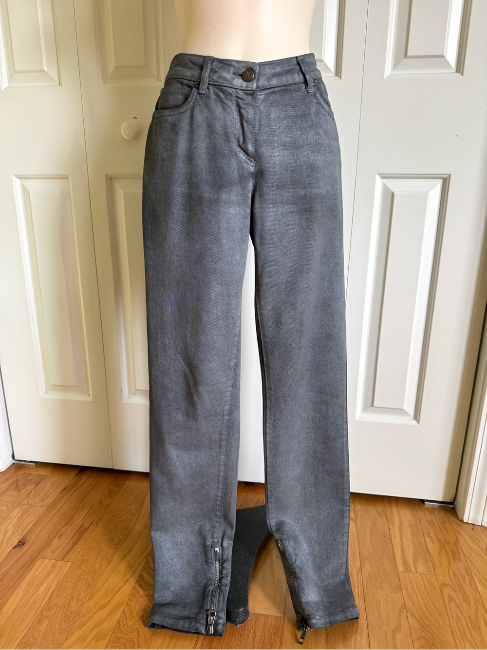 Roberto Cavalli Gray Skinny Jeans with Ankle Zips 4/40